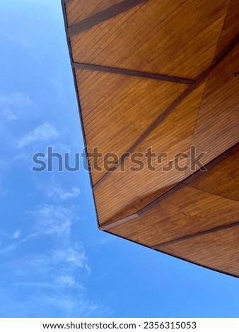 Wood eaves modern style with the sky