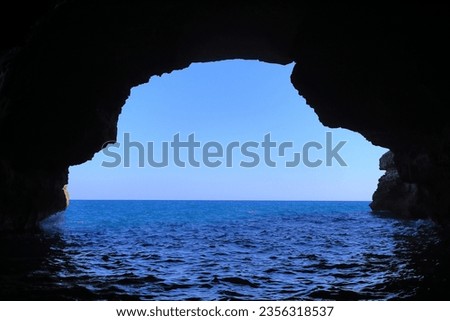A boat view from a sea cave.