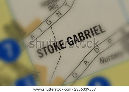 Stoke Gabriel, Devon, England, United Kingdom atlas map town name tilt-shift