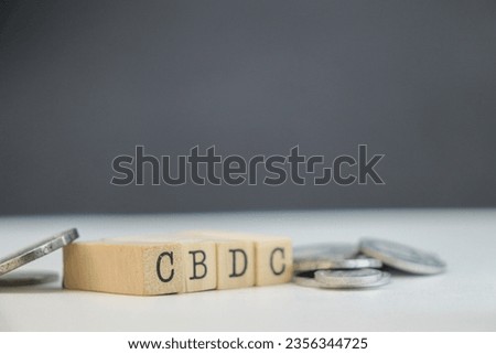 cbdc letters on cubes. Concept of digital currency