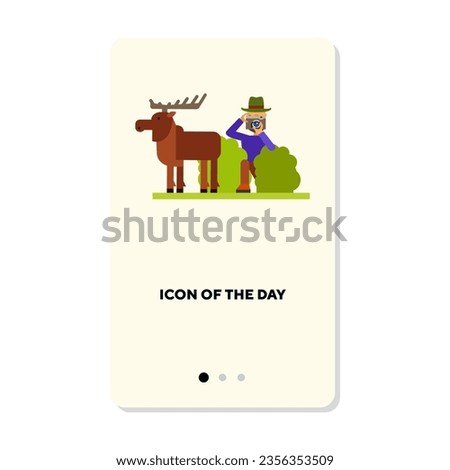 Leisure in park vector icon. Wild animals photographer isolated sign. Outdoor activity, weekend, summer concept. Vector illustration symbol elements for web design