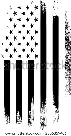 American Flag Silhouette, Back and white screen printing USA flag
