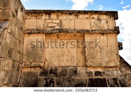 Maya Ruins at Archeological site of Chichen-Itza (Yucatan, Mexico). El Castillo (The Kukulkan Temple) of Chichen Itza.  New Seven Wonders of the World