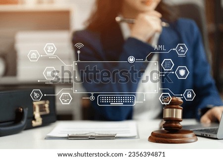 Lawyer office. gavel of Justice with scales and lawyer working on a laptop. Legal law, advice and justice concept.