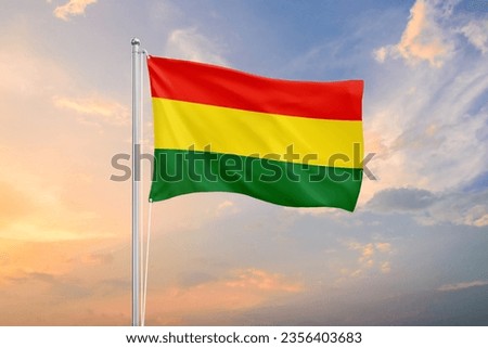 Bolivia flag waving on sundown sky