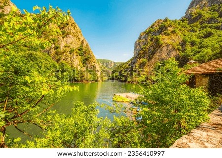 popular tourist destination - Matka Canyon. Wonderful morning scene of North Macedonia, Europe.