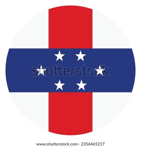 Flag of the Netherlands Antilles. Button flag icon. Standard color. Circle icon flag. Computer illustration. Digital illustration. Vector illustration.