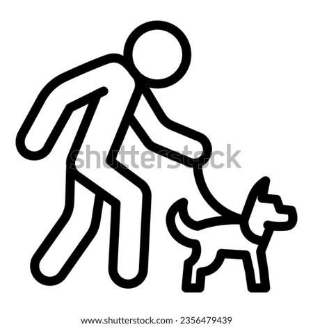 Senior man walking dog icon. Outline senior man walking dog icon for web design isolated on white background