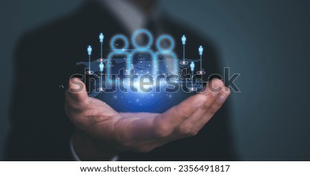 Hiring, performance. CRM, Customer Relationship Management, Executive's select Human Resource Network Structure HR, effective management and recruitment, effective organizational structure, training. Royalty-Free Stock Photo #2356491817
