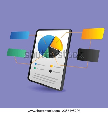Flat 3d illustration concept isometric infographic pie chart investment business