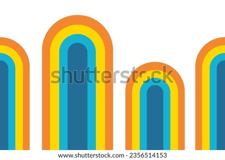 retro style wave lines 70s background arch shape. vector illustration.Abstract background of Wavy Lines design in 1970s Retro style.