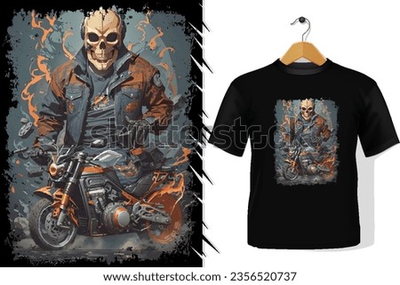 t-shirt and apparel trendy skeleton riding a motorbike