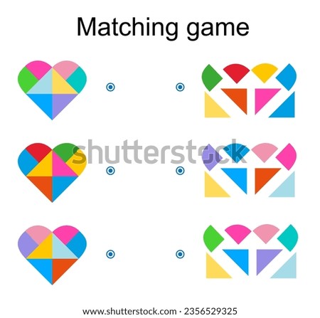 Matching game for children. Task for the development of attention and logic. Vector.