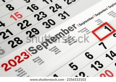 German calendar 2023 September 1 Monday Tuesday Wednesday Thursday Friday Week
 Royalty-Free Stock Photo #2356533103