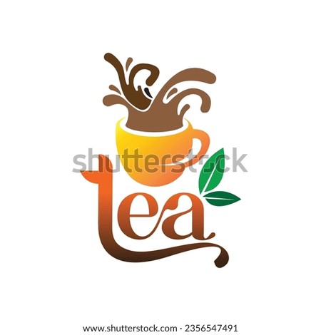 Tea Coffee logo minimalistic bright colors splash green tea, coffee beans smoke modern fresh clean symbol vector