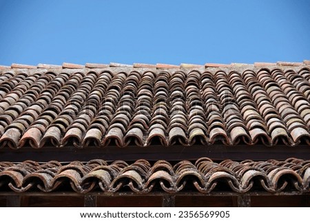 Old traditional Mexican tile roof	