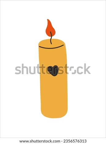 Candle with heart. Vector illustration on white background.
