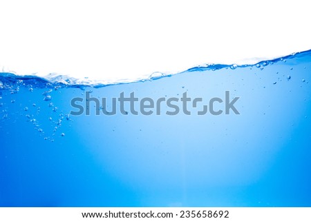 Blue water wave abstract background isolated on white background