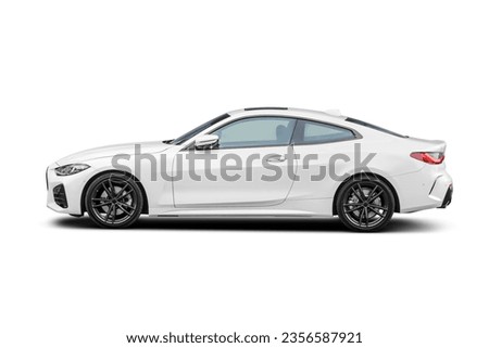 Roadster sport car side view isolated on white background with clipping path. Royalty-Free Stock Photo #2356587921