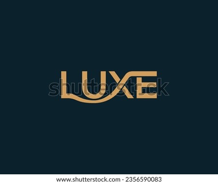 Illustration of LUXE typeface isolated design. Luxe typography monogram Logo design. Luxurious brand logo.  Royalty-Free Stock Photo #2356590083