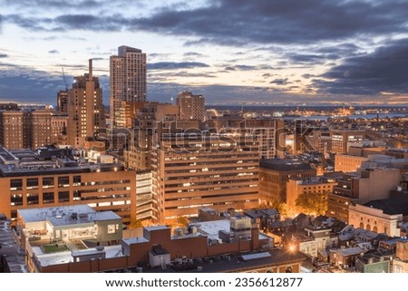 Philadelphia, Pennsylvania, USA downtown cityscape at dawn.