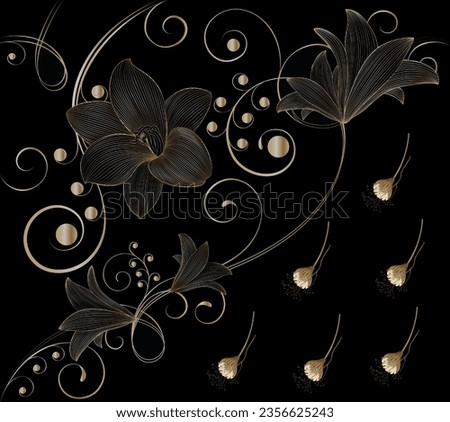 Digital Textile Design Flower, Beautiful Draw Flowers, Floral Motif, Elements for Floral Designs, Flowers Compositions, Rose, Orchid , Lily , Tulip , Daisy, Sunflower, Iris