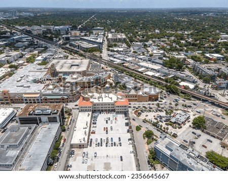 Aerial drone view above Dadeland Miami