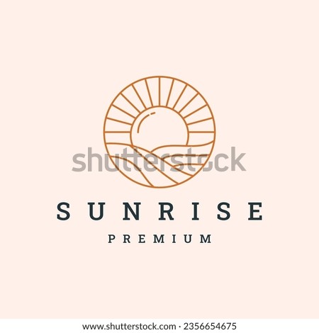 luxury sunrise logo design icon vector illustration