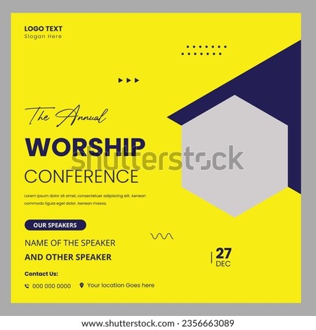 Flat church flyer with photo EPS 10 Royalty-Free Stock Photo #2356663089