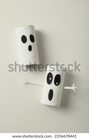 Paper ghosts mockups on white background, top view
