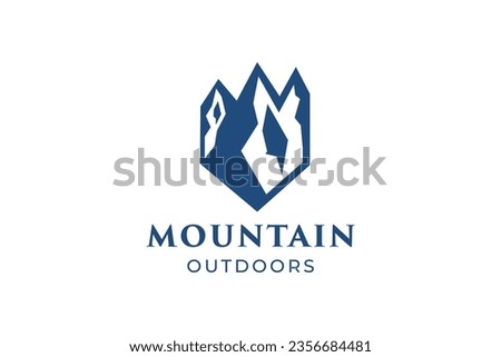 Adventure mountain outdoor hexagon emblem logo for outdoor related industry logo