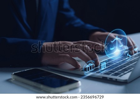Legal advice for digital technologies, business, finance, intellectual property. Legal advisor, corporate lawyer, attorney service. Laws and regulations. paperwork expert consulting Related Crime Act. Royalty-Free Stock Photo #2356696729