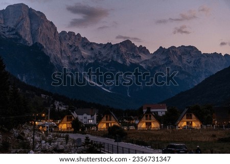 Night falls in the Valbona Valley along a trail, Theth National Park, Albanian Alps, Valbona Albania