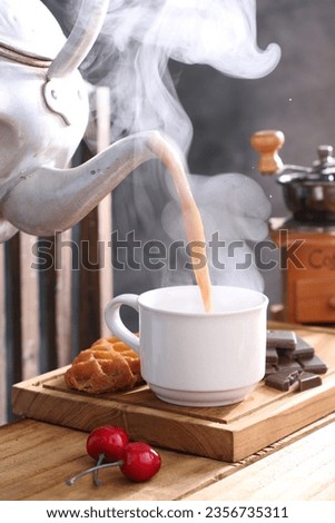 hot milk coffee on the table