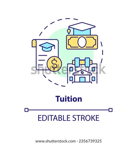 2D editable tuition thin line icon concept, isolated vector, multicolor illustration representing athletic scholarship.