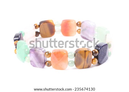 Bracelet with color stones isolated on white