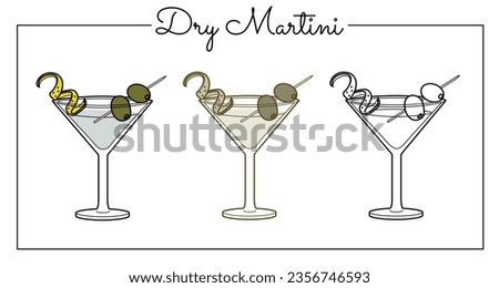 Alcohol drinks line art illustration. Vector illustration cocktail Royalty-Free Stock Photo #2356746593