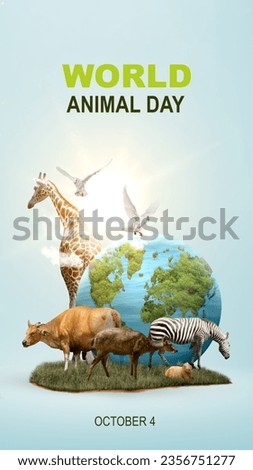 Wildlife animal and earth. World Animal Day concept