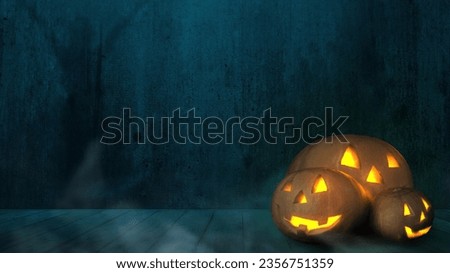 Jack-o-Lantern with a dark background. Scary Halloween background concept