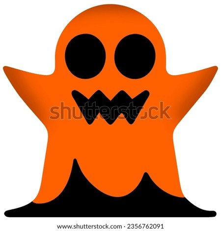 Illustration of an orange cartoon ghost isolated on a white background.