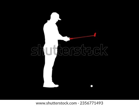 High details of golf player silhouette. Minimal symbol and logo of sport. Fit for element design, background, banner, backdrop, cover. Vector Eps 10