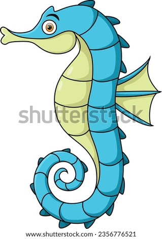 Cute seahorse cartoon on white background