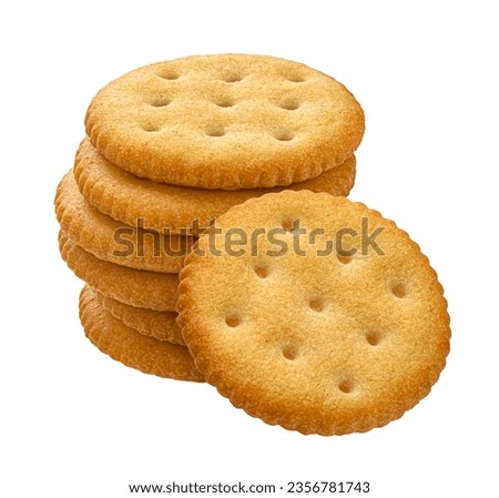 Round cracker isolated on white background , full depth of field Royalty-Free Stock Photo #2356781743