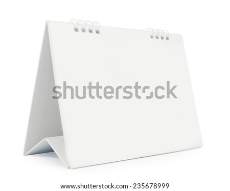 blank paper desk calendar with soft shadows, isolated on white,  file includes a clipping path