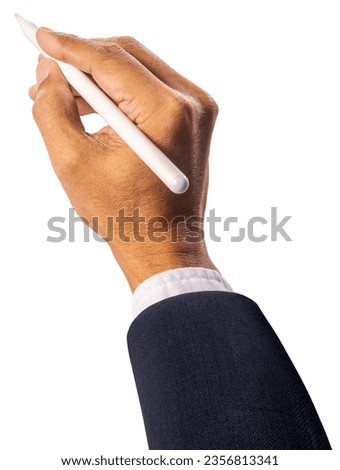 Businessman hand's using a digital pen to sign documents isolated on white background, With work path.
