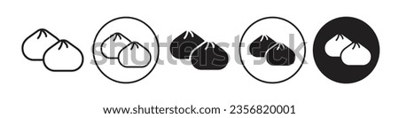 Dumpling icon. Chinese or Japanese steamed momo like pao food symbol. Traditional homemade stuffed dim sum salapao vector.  Royalty-Free Stock Photo #2356820001