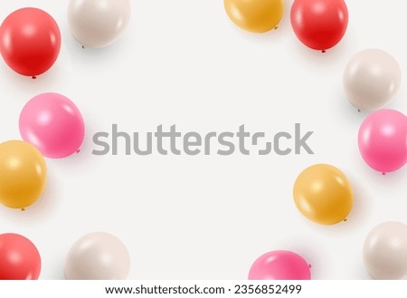Vector decorative frame for invitation or greeting card with colorful realistic balloons and space for your text Royalty-Free Stock Photo #2356852499