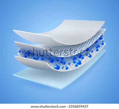 Details of the water and moisture absorbent layer With soft material advertising material baby and adult diapers sanitary napkins patient bed pads. Vector files Royalty-Free Stock Photo #2356859437