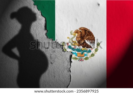 shadow of a pregnant woman in mexico. Population in mexico.
