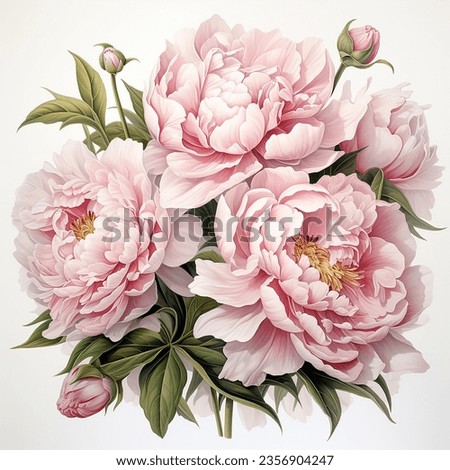 watercolor dusty peony flowers bouquet for wedding